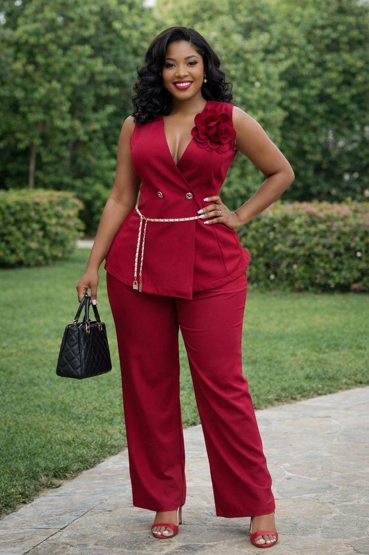 burgundy two-piece set